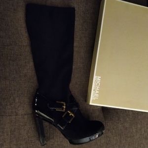 Michael Kors Black Knee High Stretch Boots, sz 7.5